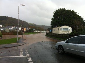 Main road, Pendine flood, November 2012